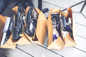 brown bags stuffed with goodies