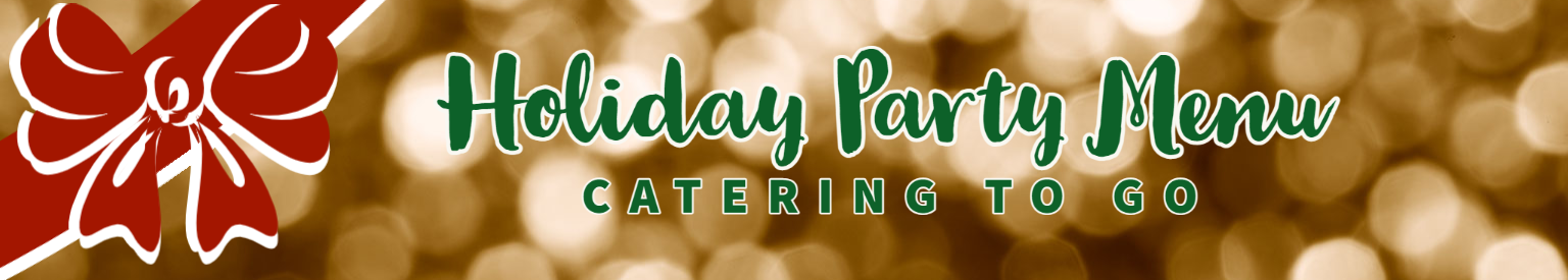 HOliday Party Menu on glitter background with red bow