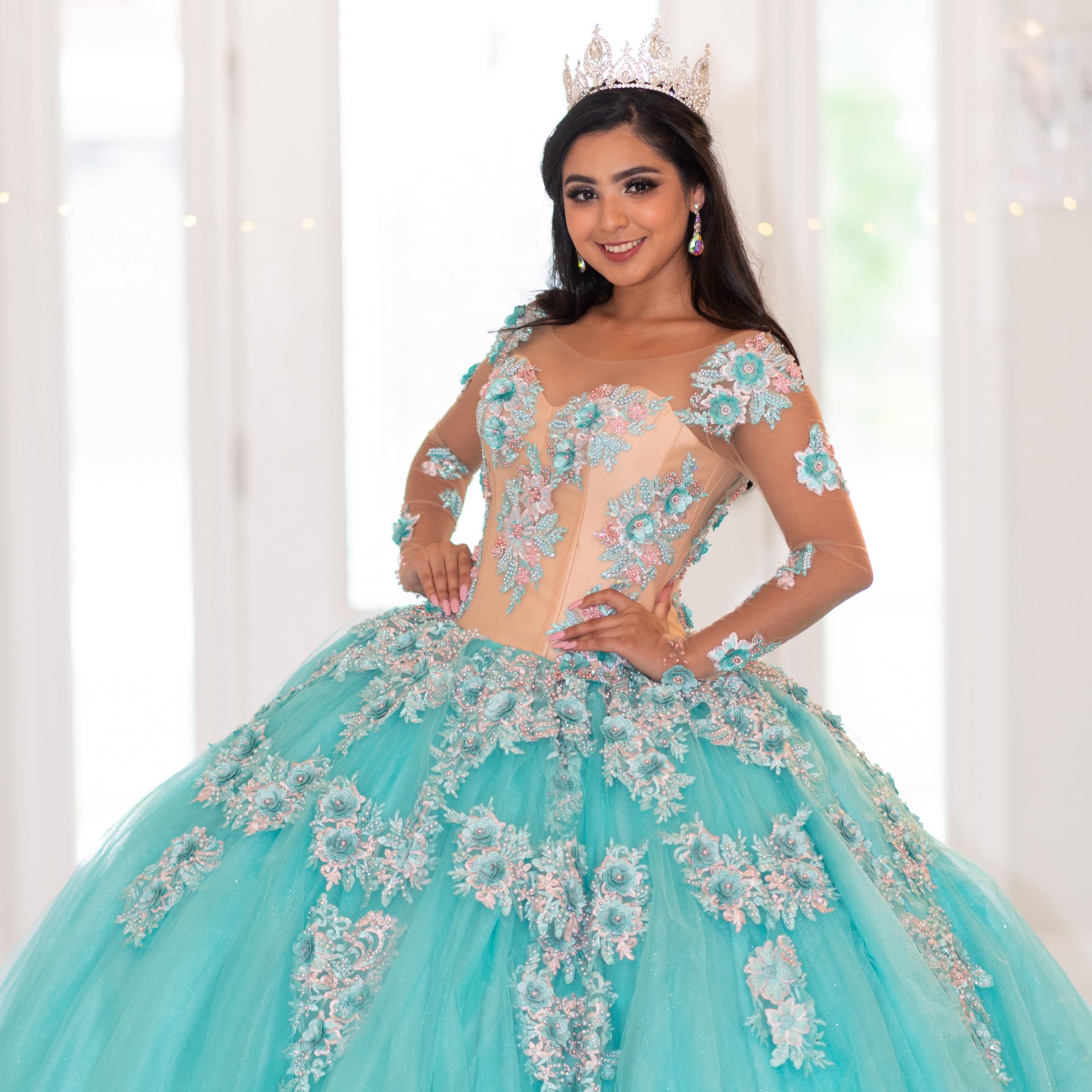 young girl dressed for her quincenera