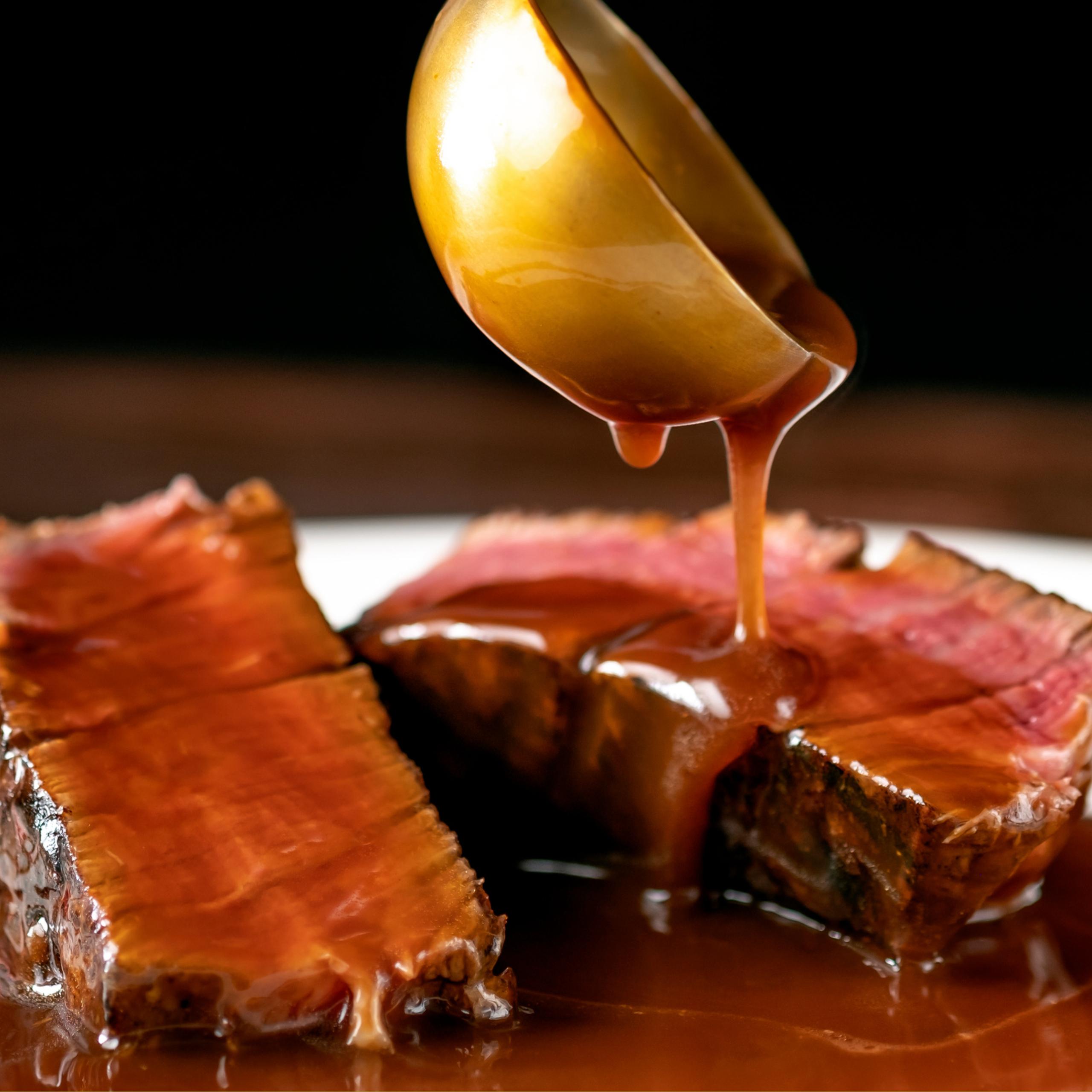 Sliced Roasted Sirloin of Beef with Demi-Glace
