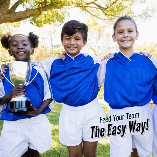 Three children holding a trophy. Feed Your Team The Easy Way!