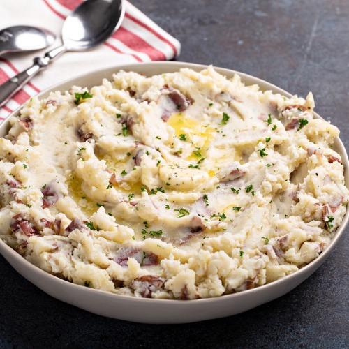 mashed red potatoes in a bowl